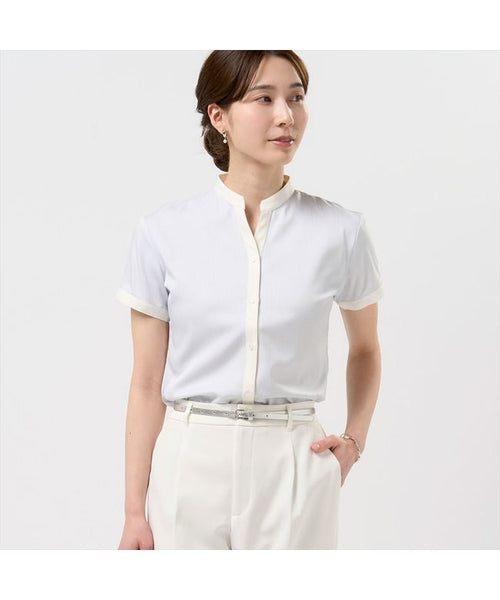 トップス A Tokyo Shirts 【COFREX】 Color-block Skipper Blouse Short Sleeve