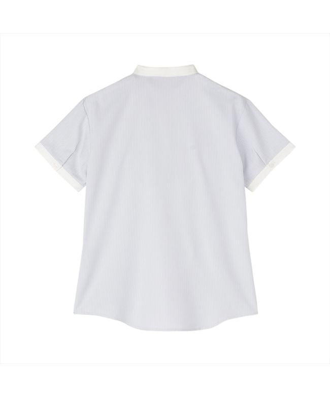 トーキョーシャツ TOKYO SHIRTS 【COFREX】  配色スキッパーブラウス 半袖 レディースデザインシャツ （ライトグレー） ライトグレー
