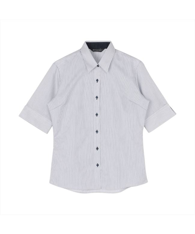 トーキョーシャツ TOKYO SHIRTS 【超形態安定】 レギュラー 五分袖 形態安定 綿100% レディースシャツ （ネイビー） ネイビー