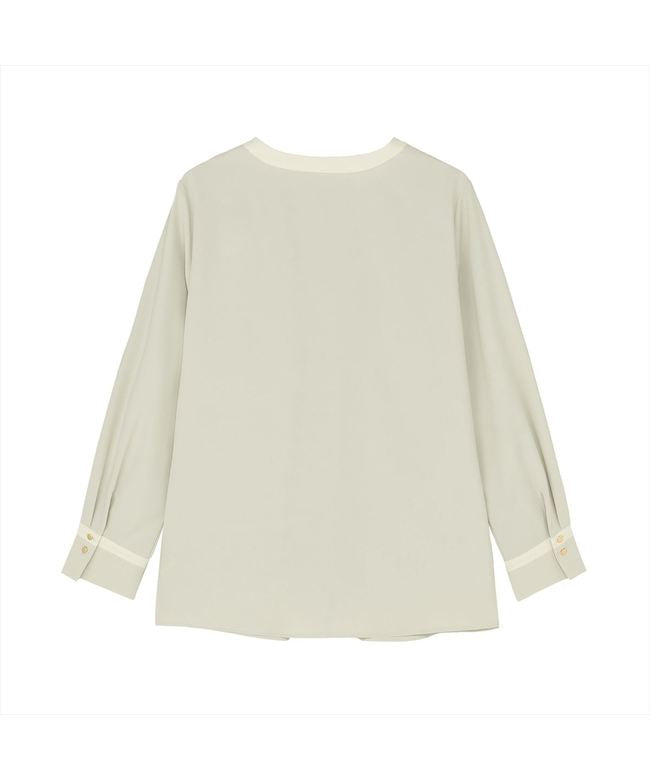 トーキョーシャツ TOKYO SHIRTS ストレッチ ジョーゼット 配色ボウタイブラウス 長袖 レディース （アッシュグリーン） アッシュグリーン