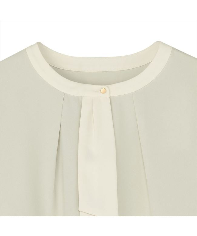 トーキョーシャツ TOKYO SHIRTS ストレッチ ジョーゼット 配色ボウタイブラウス 長袖 レディース （アッシュグリーン） アッシュグリーン