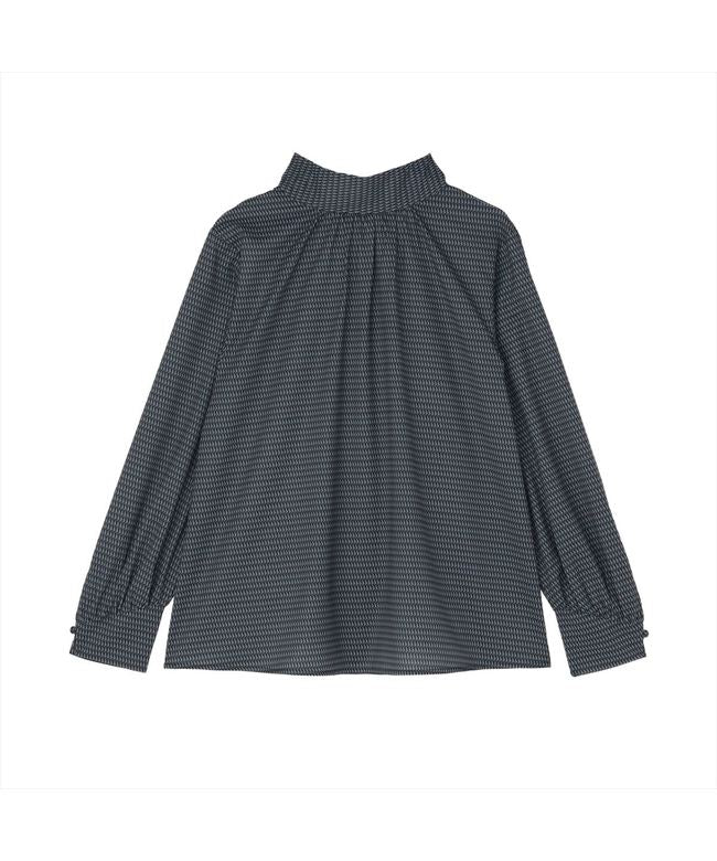 トーキョーシャツ TOKYO SHIRTS リボンボウタイ プリントブラウス 長袖 レディース （グレー） グレー