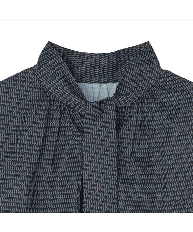 トーキョーシャツ TOKYO SHIRTS リボンボウタイ プリントブラウス 長袖 レディース （グレー） グレー