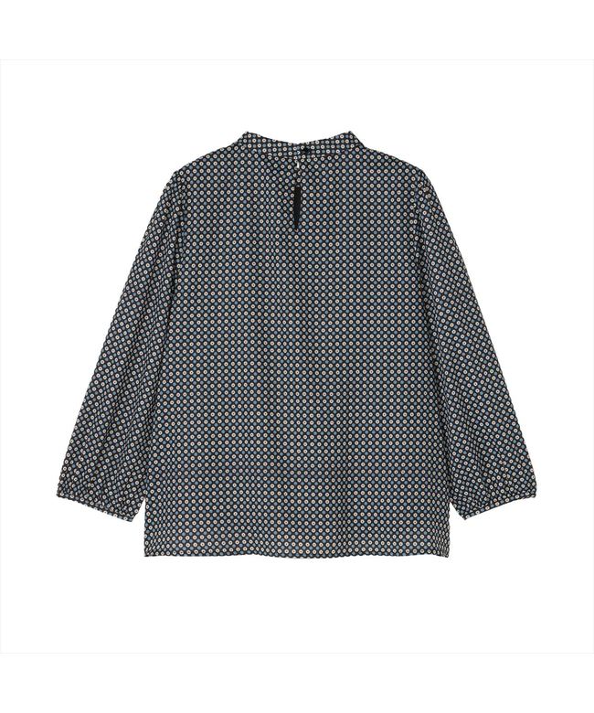 トーキョーシャツ TOKYO SHIRTS スタンドタック プリントブラウス 長袖 レディース （ネイビー） ネイビー