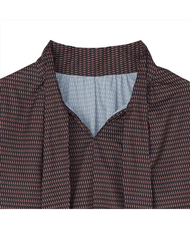 トーキョーシャツ TOKYO SHIRTS リボンボウタイ プリントブラウス 長袖 レディース （ブラウン） ブラウン