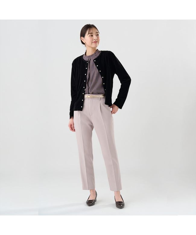 トーキョーシャツ TOKYO SHIRTS 【Pitta Re:)】 ニット ベロアドットボタン カーディガン 長袖 レディース （ブラック） ブラック
