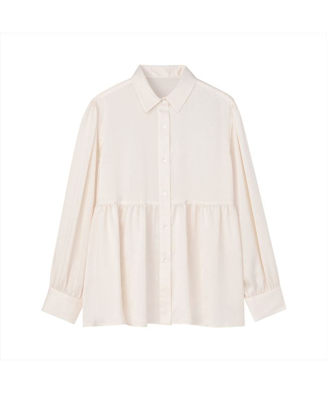 トーキョーシャツ TOKYO SHIRTS クラッシュスエード ペプラムシャツブラウス 長袖 レディース （オフホワイト） オフホワイト