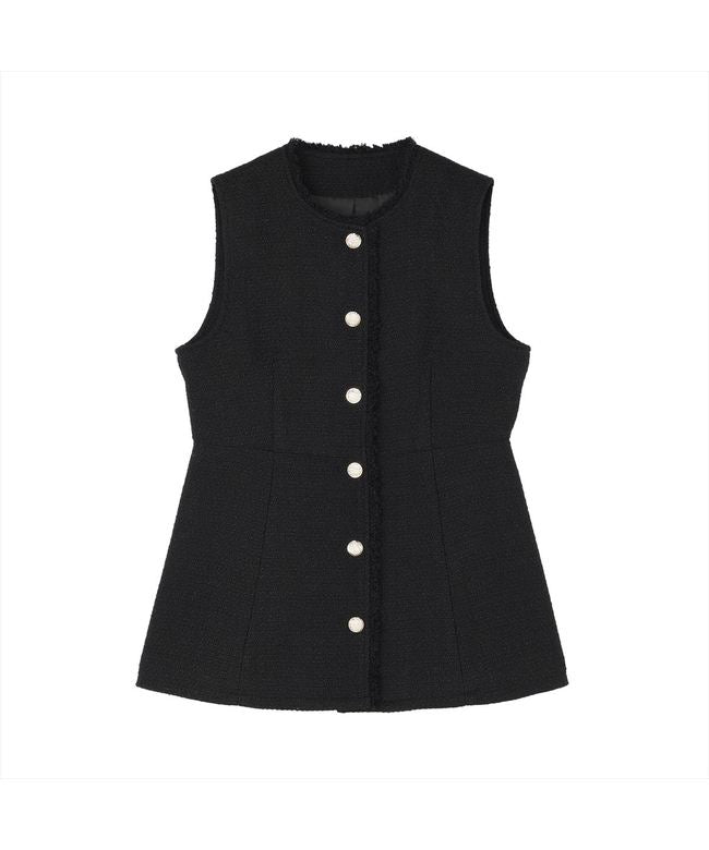 トーキョーシャツ TOKYO SHIRTS ツイード ペプラム ジレ レディース （ブラック） ブラック