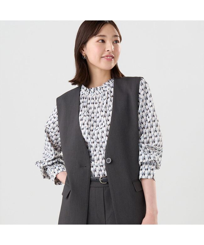 トーキョーシャツ TOKYO SHIRTS ロングジレ セットアップ可能 レディース （グレー） グレー