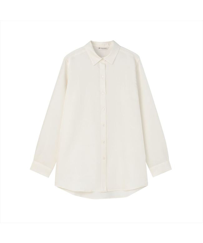 トーキョーシャツ TOKYO SHIRTS サテン ワイドシルエット レギュラー衿 シャツ 長袖 レディース （オフホワイト） オフホワイト