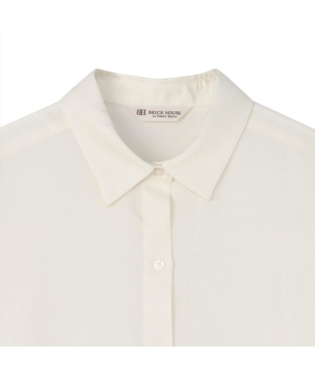 トーキョーシャツ TOKYO SHIRTS サテン ワイドシルエット レギュラー衿 シャツ 長袖 レディース （オフホワイト） オフホワイト