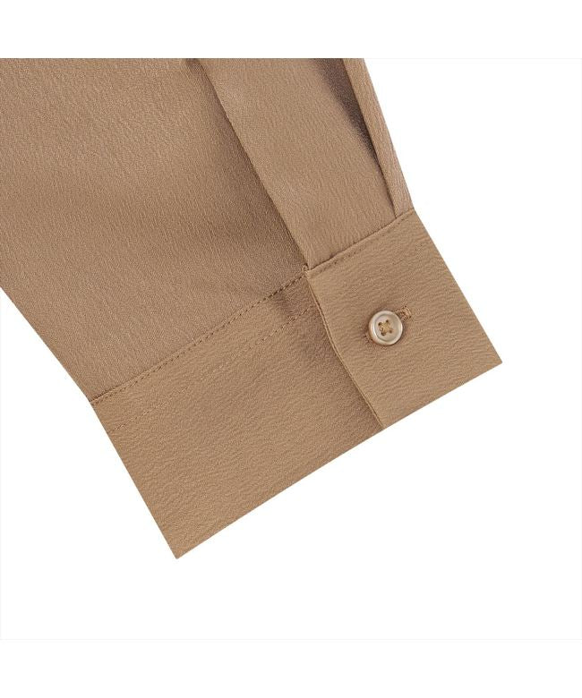 Tokyo Shirts Satin Wide Silhouette Stand Collar Shirt Long Sleeve Ladi