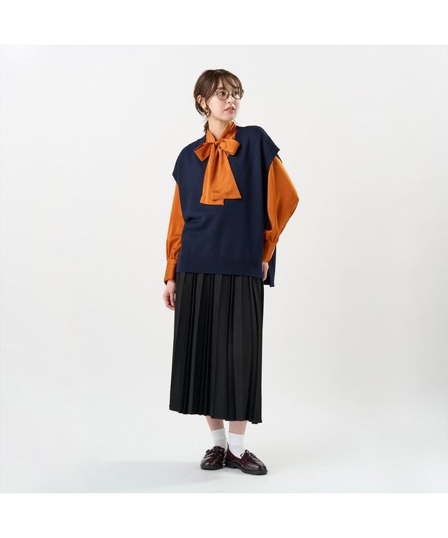 トーキョーシャツ TOKYO SHIRTS ニット アンチピリング 深Vネック ベスト レディース （ネイビー） ネイビー