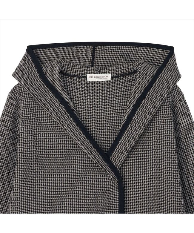 トーキョーシャツ TOKYO SHIRTS アウター 千鳥格子柄ジャカード フード付き コーディガン レディース （ダークネイビー×ベージュ） ダークネイビー×ベージュ