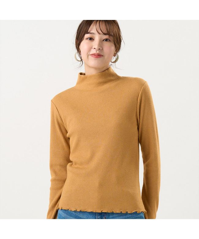 トーキョーシャツ TOKYO SHIRTS 【Pitta Re:)】 ニット ラメテレコ ハイネック プルオーバー レディース （マスタード） マスタード