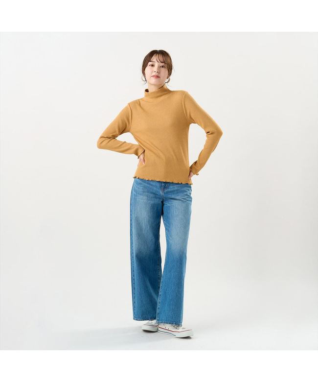 トーキョーシャツ TOKYO SHIRTS 【Pitta Re:)】 ニット ラメテレコ ハイネック プルオーバー レディース （マスタード） マスタード