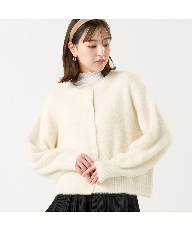 トーキョーシャツ TOKYO SHIRTS 【Pitta Re:)】 ニット スパンコール クルーネック カーディガン レディース （オフホワイト） オフホワイト