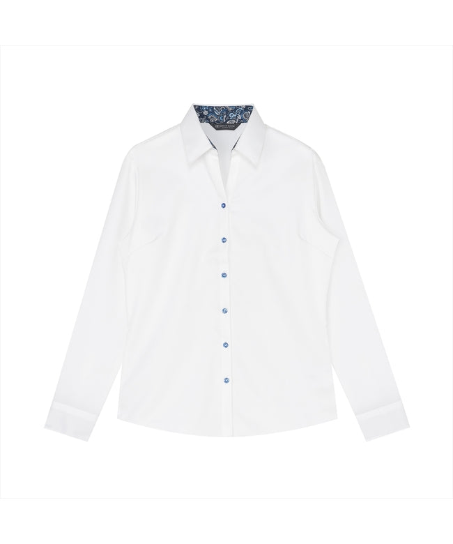 トーキョーシャツ TOKYO SHIRTS 【超形態安定】 スキッパー 長袖 形態安定 綿100% レディースシャツ （ホワイト） ホワイト