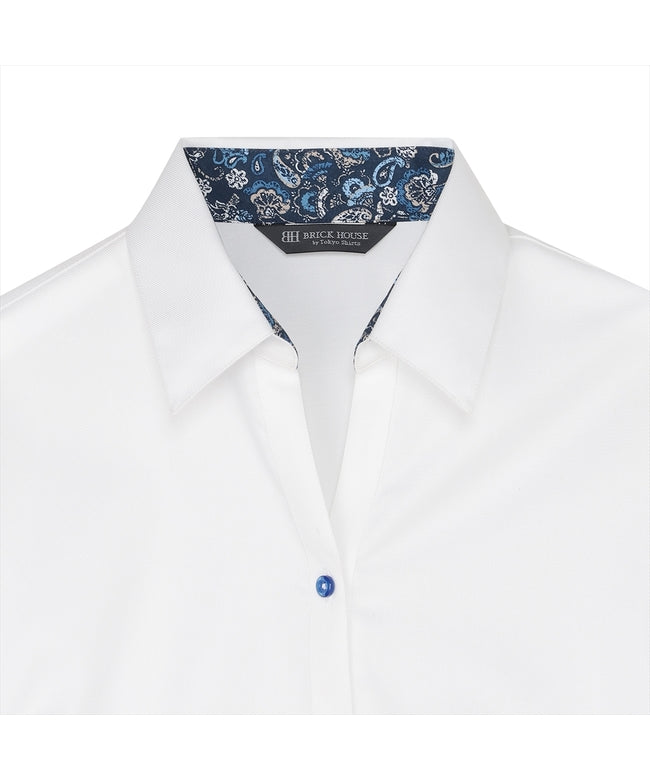 トーキョーシャツ TOKYO SHIRTS 【超形態安定】 スキッパー 長袖 形態安定 綿100% レディースシャツ （ホワイト） ホワイト