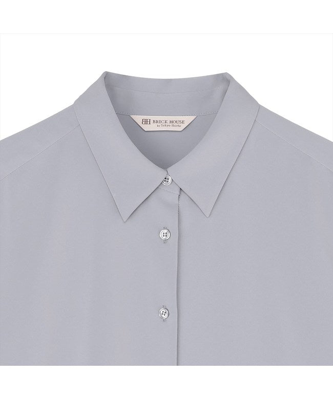 トーキョーシャツ TOKYO SHIRTS シルキーサテン レギュラー シャツブラウス 長袖 レディース （ブルーグレー） ブルーグレー