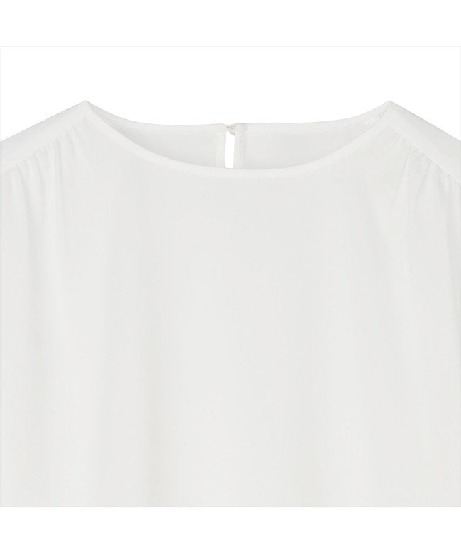 トーキョーシャツ TOKYO SHIRTS シルキーサテン クルーネック ブラウス 長袖 レディース （ホワイト） ホワイト