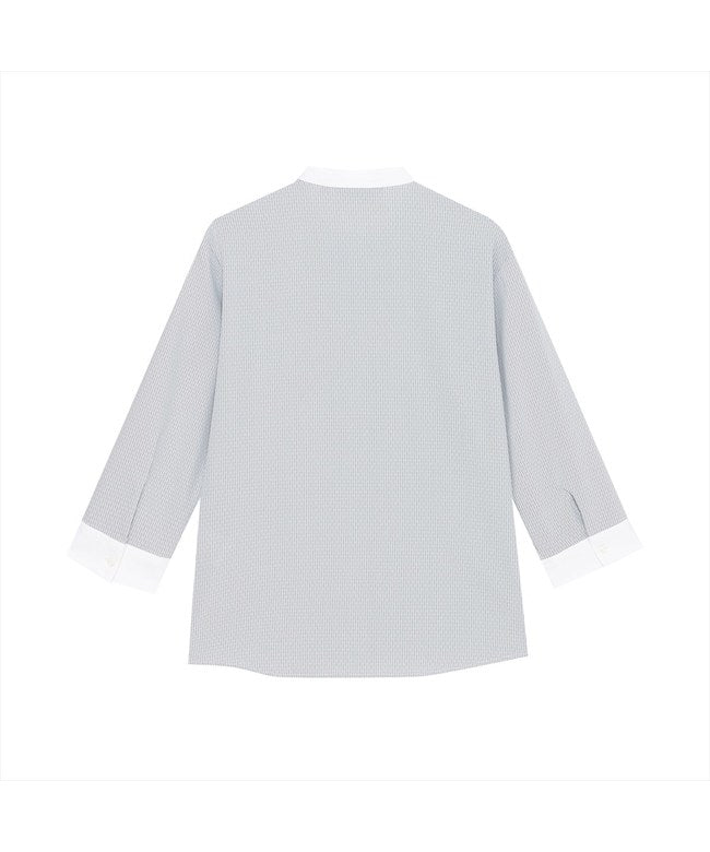 トーキョーシャツ TOKYO SHIRTS 【COFREX】 スタンド クレリック ブラウス 七分袖 レディースデザインシャツ （グレー） グレー