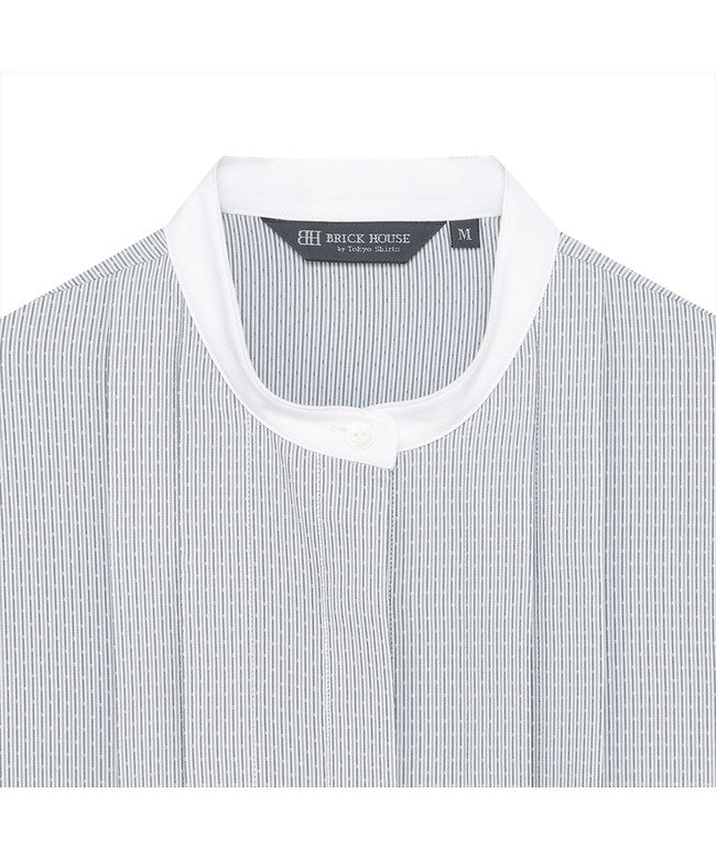 トーキョーシャツ TOKYO SHIRTS 【COFREX】 スタンド クレリック ブラウス 七分袖 レディースデザインシャツ （グレー） グレー
