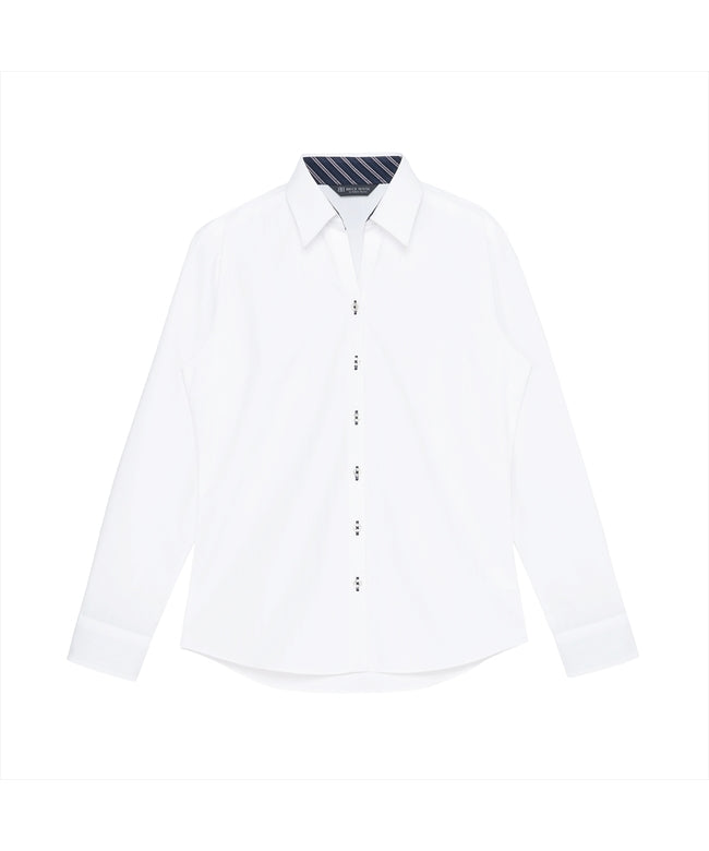 トーキョーシャツ TOKYO SHIRTS 【透け防止】 スキッパー 長袖 形態安定 レディースシャツ （ホワイト） ホワイト