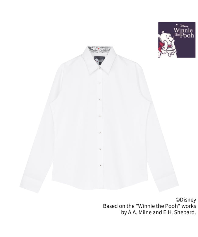 トーキョーシャツ TOKYO SHIRTS 【くまのプーさん】 レギュラー 長袖 形態安定 レディースシャツ 【透け防止】 （ホワイト） ホワイト