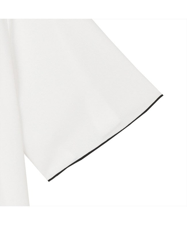 トーキョーシャツ TOKYO SHIRTS 配色パイピング ジョーゼット ブラウス 五分袖 レディース （ホワイト） ホワイト