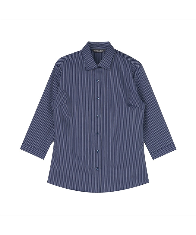 トーキョーシャツ TOKYO SHIRTS 【超形態安定】 ワイド 七分袖 形態安定 綿100% レディースシャツ （ネイビー） ネイビー