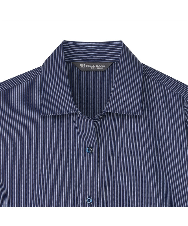 トーキョーシャツ TOKYO SHIRTS 【超形態安定】 ワイド 七分袖 形態安定 綿100% レディースシャツ （ネイビー） ネイビー
