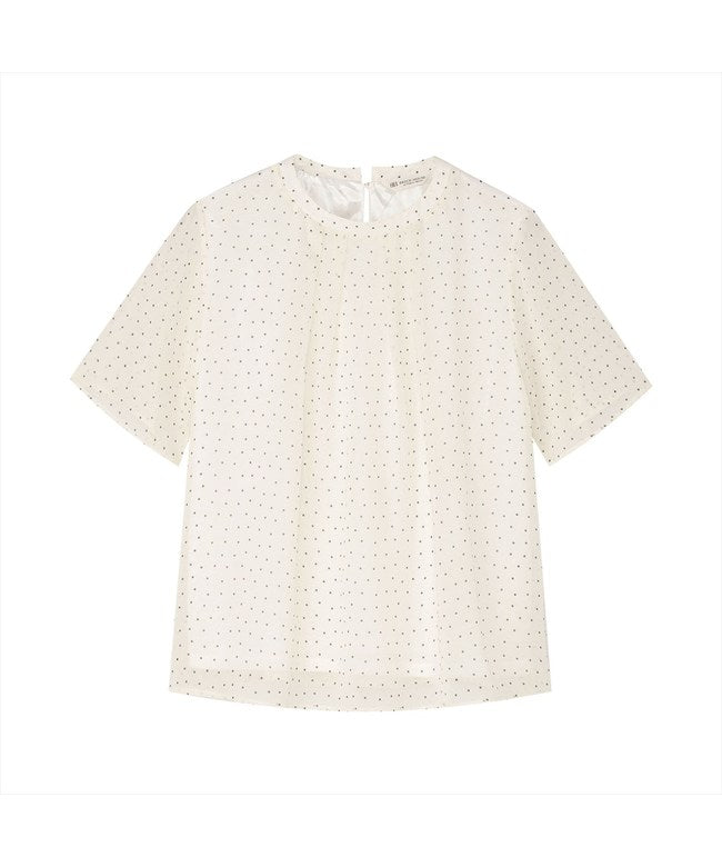 トーキョーシャツ TOKYO SHIRTS ランダムドット  シフォンブラウス 五分袖 レディース （オフホワイト） オフホワイト