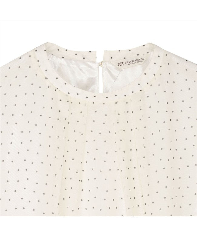 トーキョーシャツ TOKYO SHIRTS ランダムドット  シフォンブラウス 五分袖 レディース （オフホワイト） オフホワイト