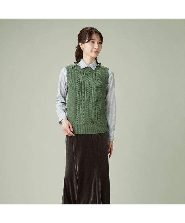 TOKYO SHIRTS Boat Neck Knit Vest for Women