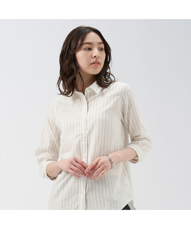 トーキョーシャツ TOKYO SHIRTS 【Pitta Re:)】 Wガーゼ レギュラー衿 綿100％ 七分袖シャツ （ベージュ） ベージュ