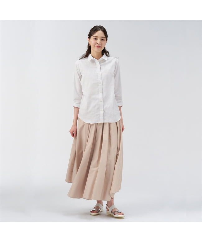 トーキョーシャツ TOKYO SHIRTS 【Pitta Re:)】 Wガーゼ レギュラー衿 綿100％ 七分袖シャツ （ベージュ） ベージュ