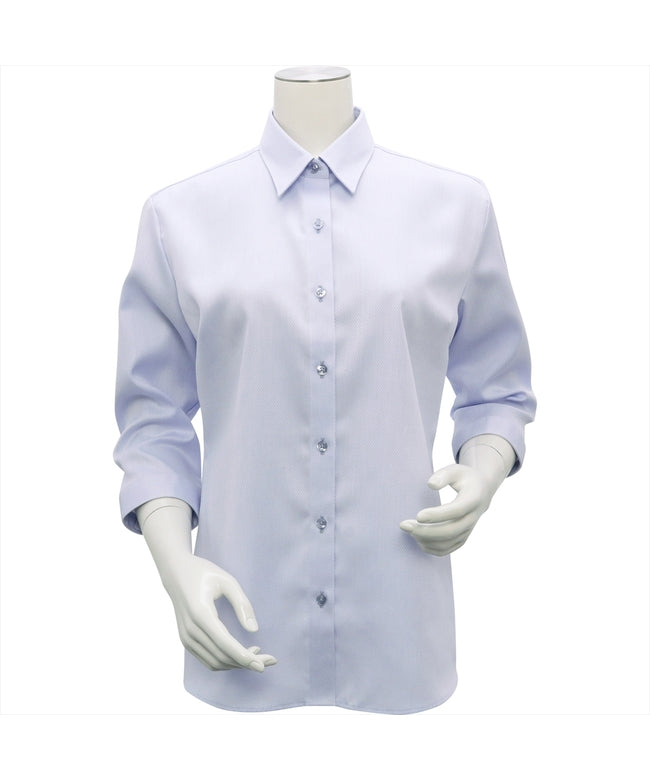 トーキョーシャツ TOKYO SHIRTS 【超形態安定】 レギュラー衿 綿100% 七分袖 レディースシャツ （ブルー） ブルー