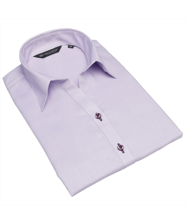 トーキョーシャツ TOKYO SHIRTS 形態安定ノーアイロン スキッパー衿 七分袖レディースシャツ （パープル） パープル