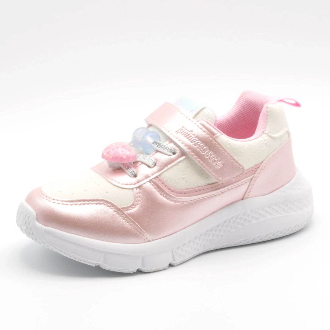 ツルヤ TSURUYA プリンセスローズ スニーカー キッズ 付け替えチャーム付き ハートキルトシューズ R41601-57 Princess Rose ガーリー 厚底 ベルクロ （ピンク） ピンク