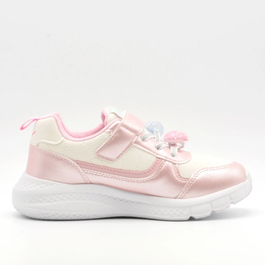 ツルヤ TSURUYA プリンセスローズ スニーカー キッズ 付け替えチャーム付き ハートキルトシューズ R41601-57 Princess Rose ガーリー 厚底 ベルクロ （ピンク） ピンク