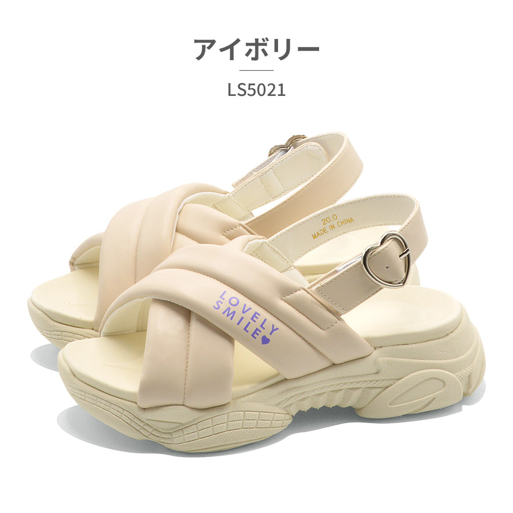 ツルヤ TSURUYA ラブリースマイル サンダル キッズ パデット スポーツサンダル LS5021 Lovely smile 軽量 （ホワイト） ホワイト