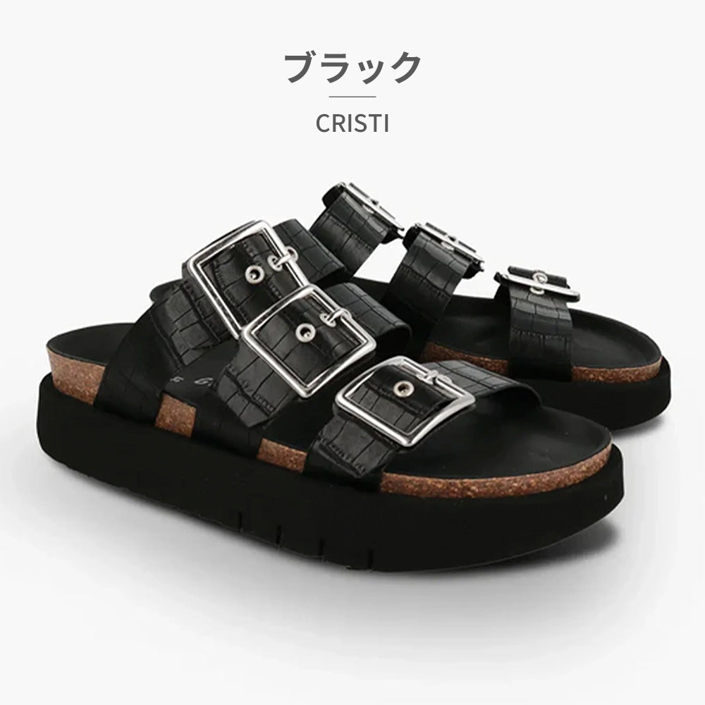ツルヤ TSURUYA GENUINS サンダル レディース ジェニュインズ クリスティ G104212JT G105782JT GENUINS CRISTI 厚底 （ブラック） ブラック