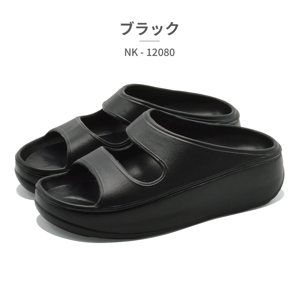 ツルヤ TSURUYA FAS PROJECT サンダル レディース NK-12080 ファスプロジェクト 耐水 厚底 リカバリーサンダル コンフォートサンダル （ブラック） ブラック