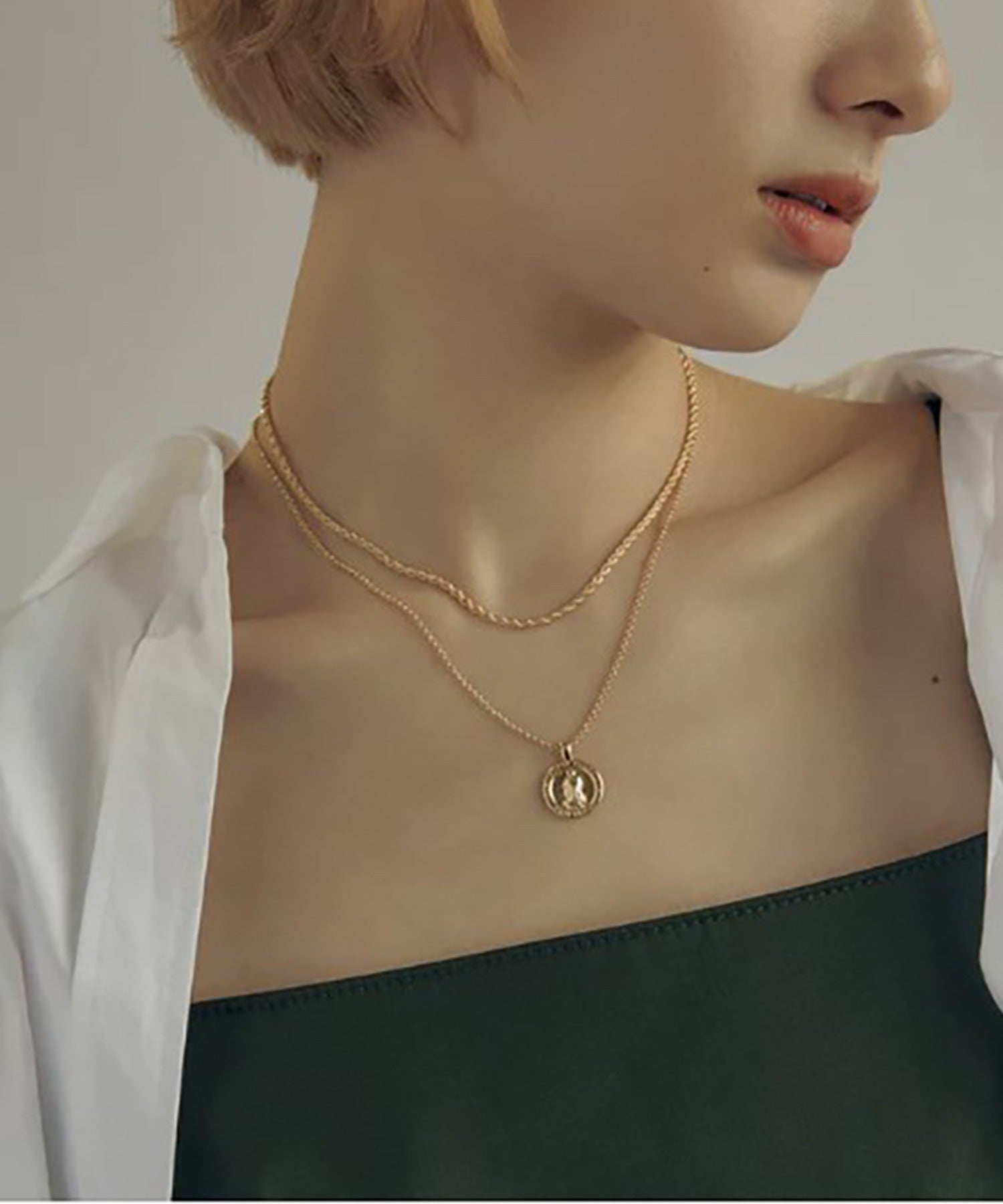 ゴールディ GOLDY 【GOLDY】ツイストチェーン チェーン レイヤード ネックレス ゴールド シルバー 二重 アクセサリー コインネックレス / 3230409