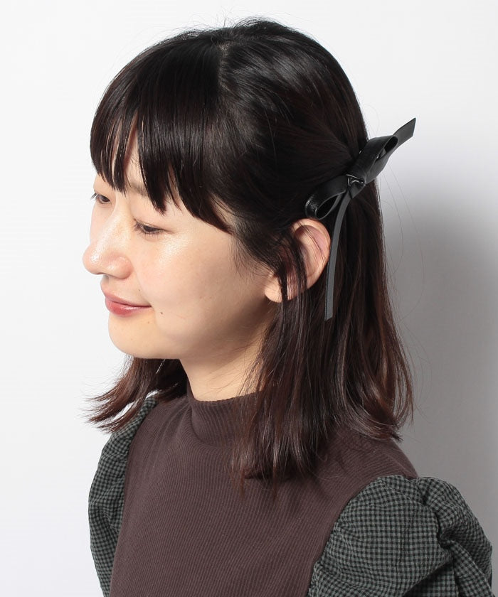 【IRIS47 / イリスフォーセブン】piano clip リボン ヘアクリップ バレッタ レザー