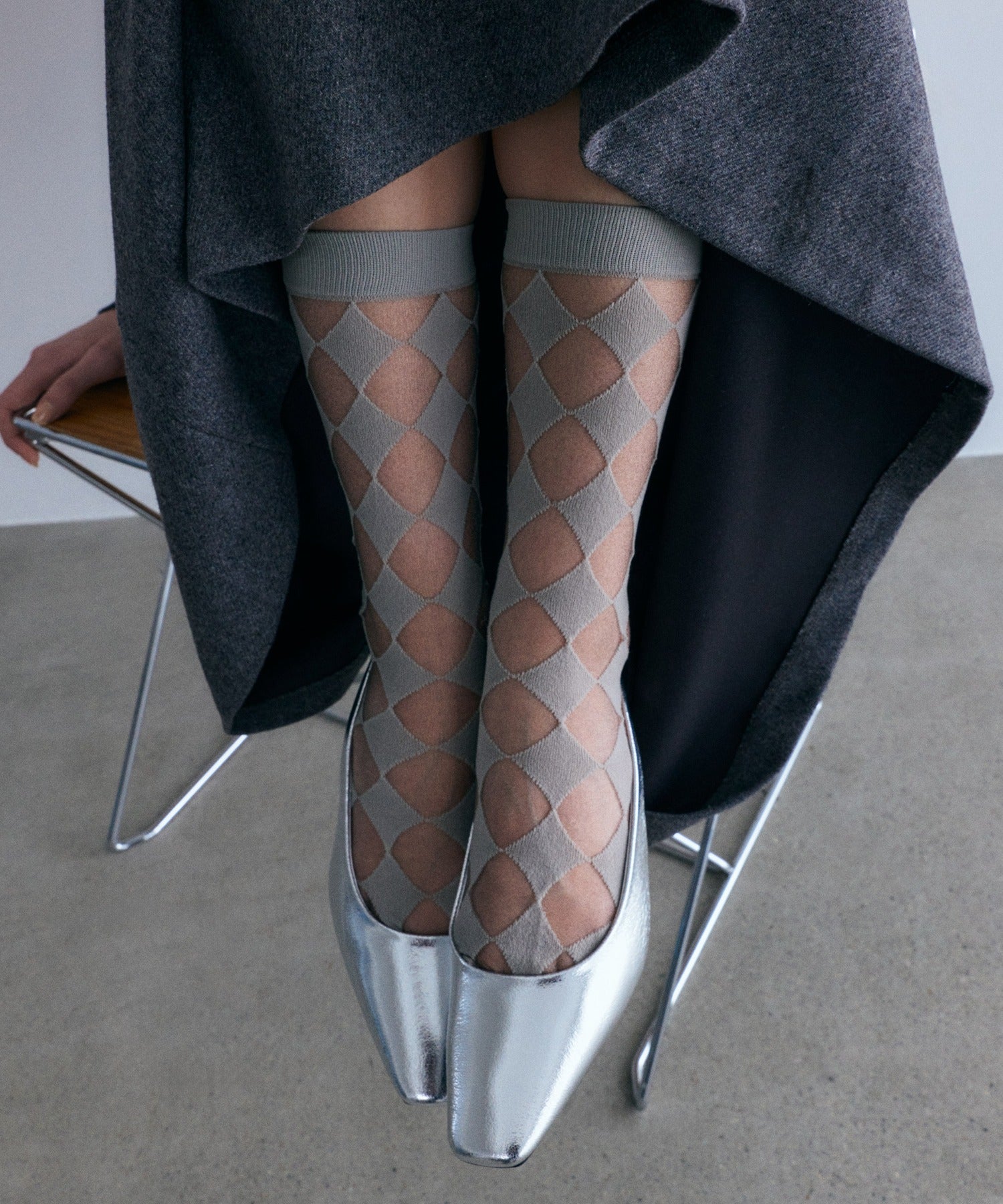 イリスフォーセブン IRIS47 checker socks SO3 （グレー） グレー