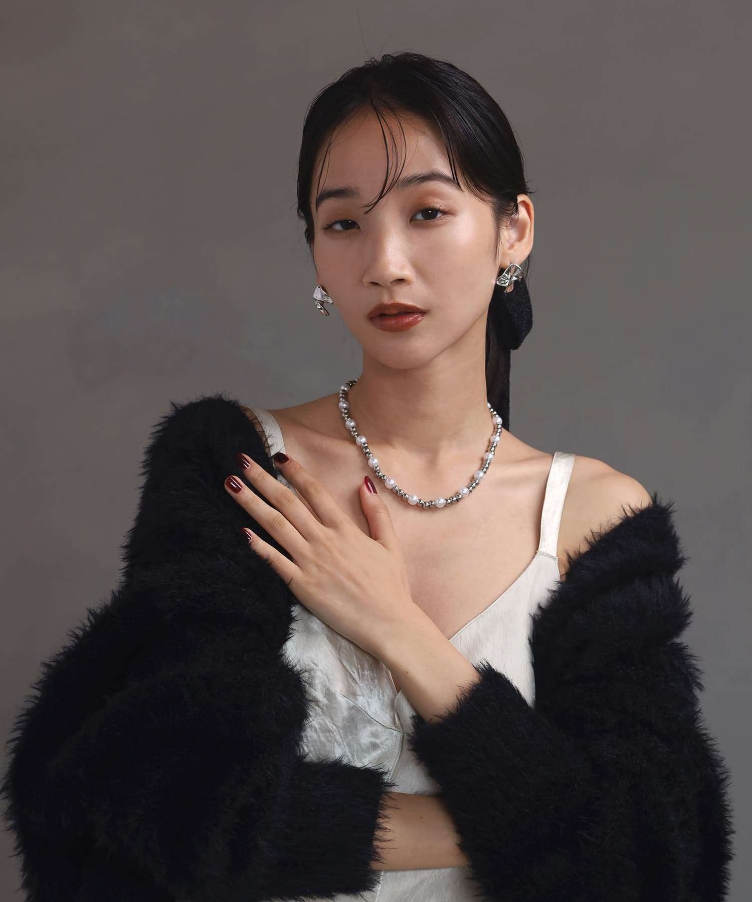 エルエイチエムイー LHME 【WEB限定】“MELLOW”パールミックスボールチェーンネックレス/ラージ/サージカルステンレス（金属アレルギー対応） （ホワイト×シルバー） ホワイト×シルバー