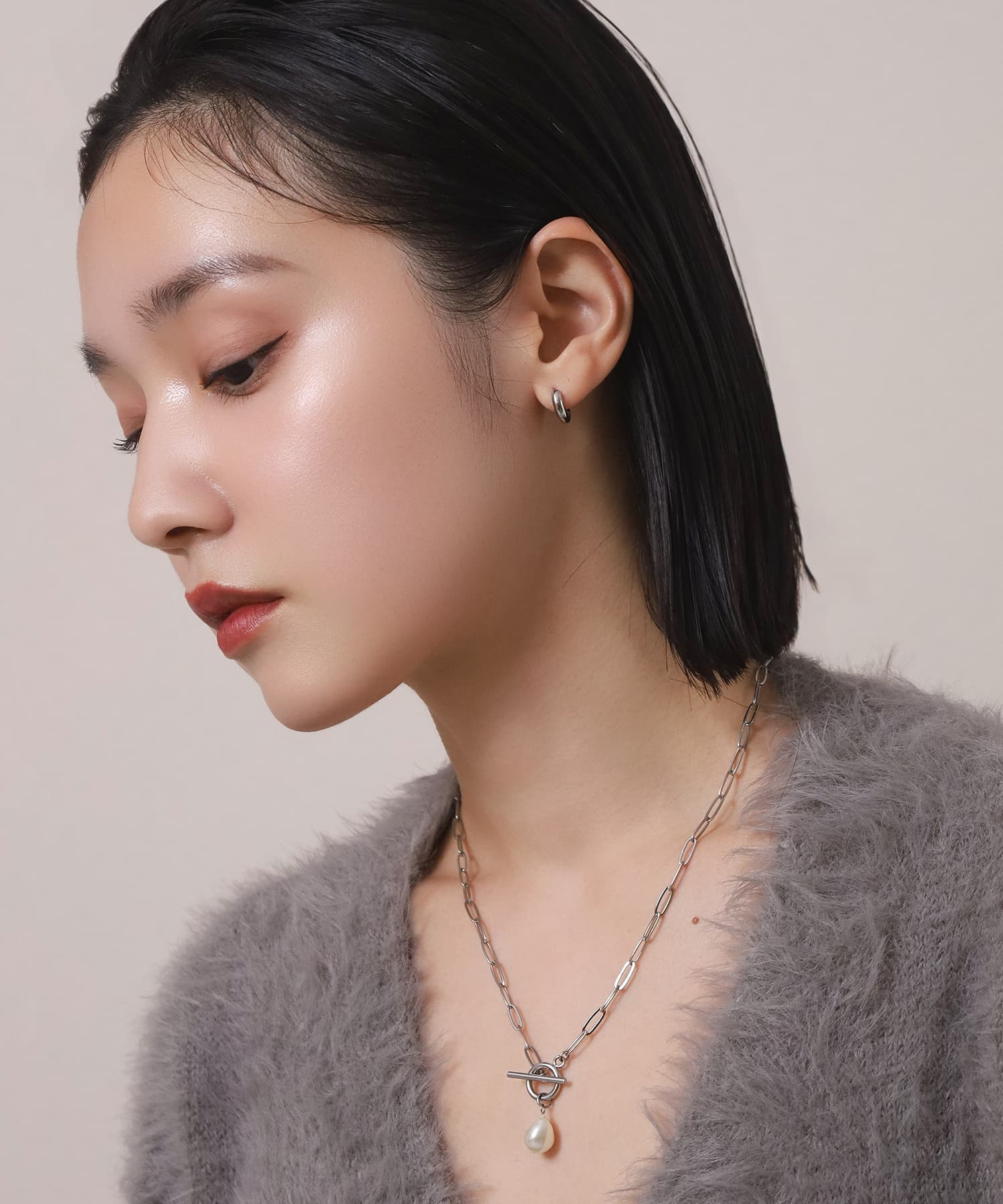 エルエイチエムイー LHME 【WEB限定】”Dear”チャンキーフープピアスS/サージカルステンレス（金属アレルギー対応） （シルバー） シルバー