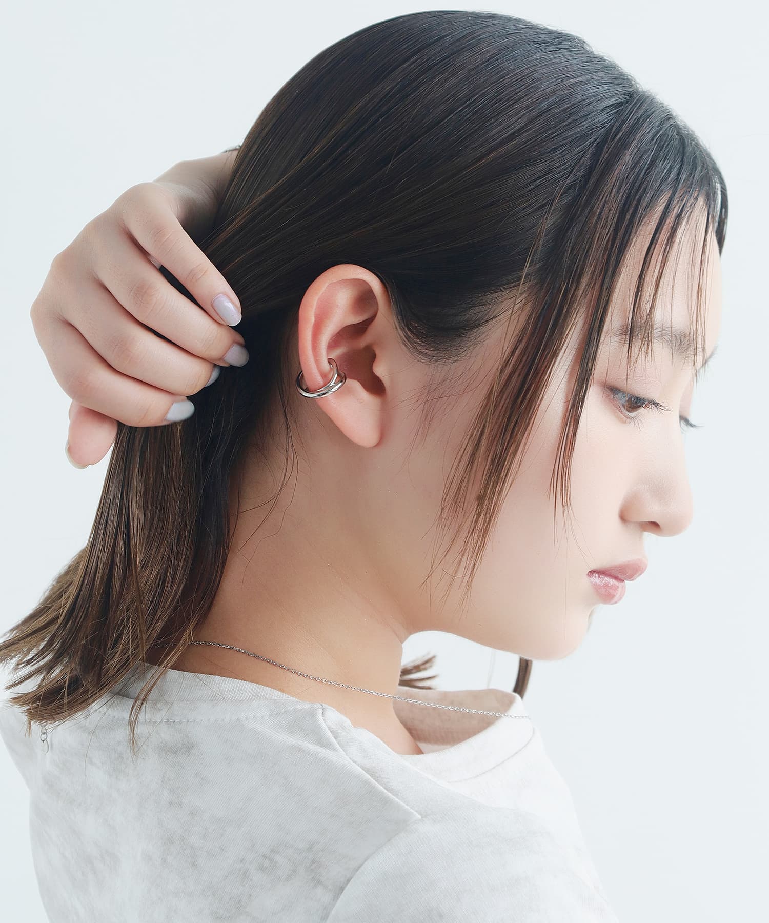 エルエイチエムイー LHME 【WEB限定】”Atrium”ブランチダブルイヤーカフ/サージカルステンレス（金属アレルギー対応） （シルバー） シルバー